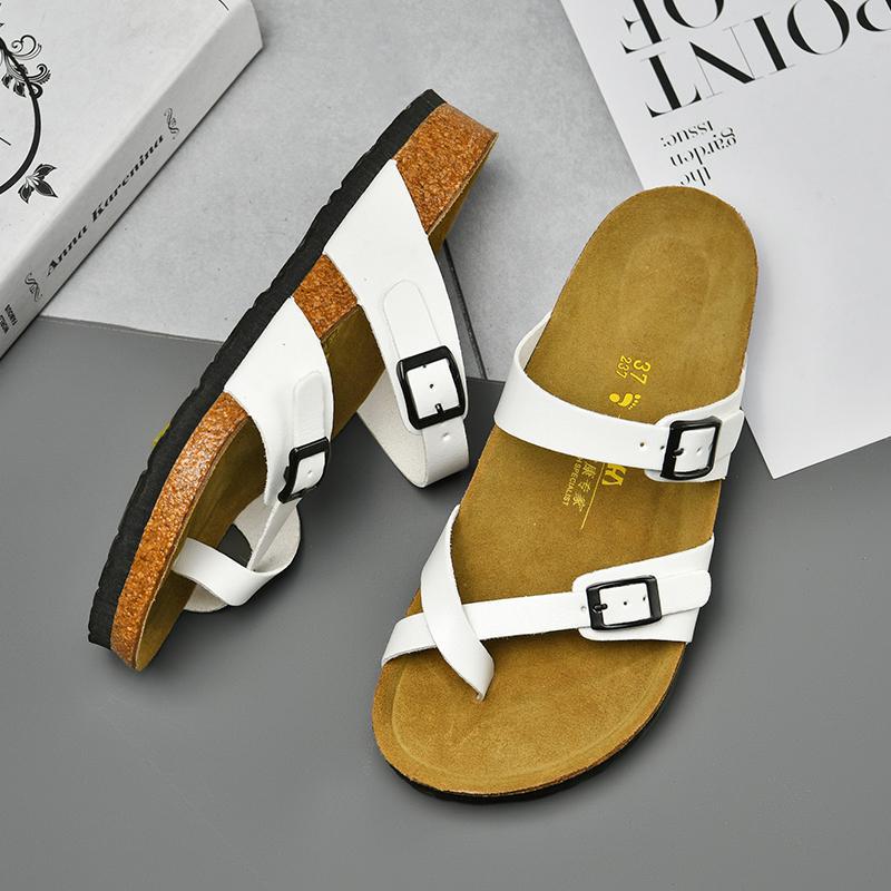 Birkenstock Shoes For Men And Women, Thumb Sleeves, High-Quality Genuine Leather Cork Thick-Soled Outer Fishing Sandals And Slippers - Image 4